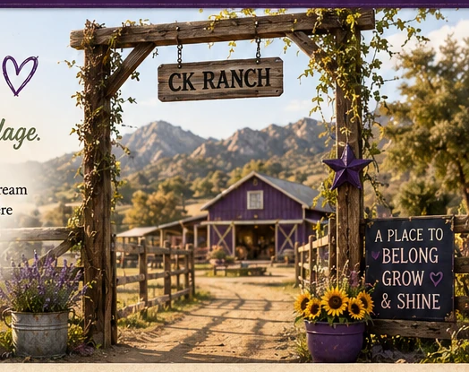 The entrance gate and barn at CK Ranch