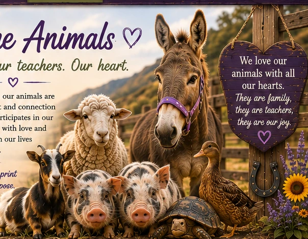 Donkey, sheep, goat, pigs, duck and tortoise at CK Ranch
