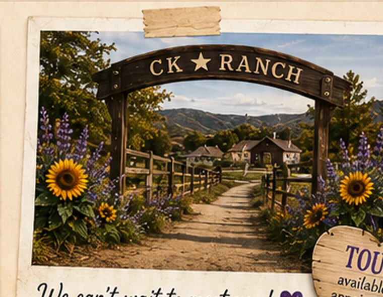 Entrance to CK Ranch surrounded by flowers