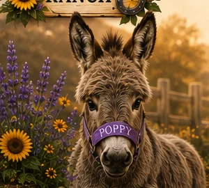 Poppy the miniature donkey at CK Ranch