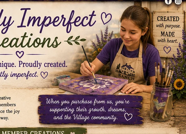 A CK Ranch member painting a purple art piece