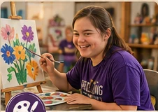Participant painting flowers